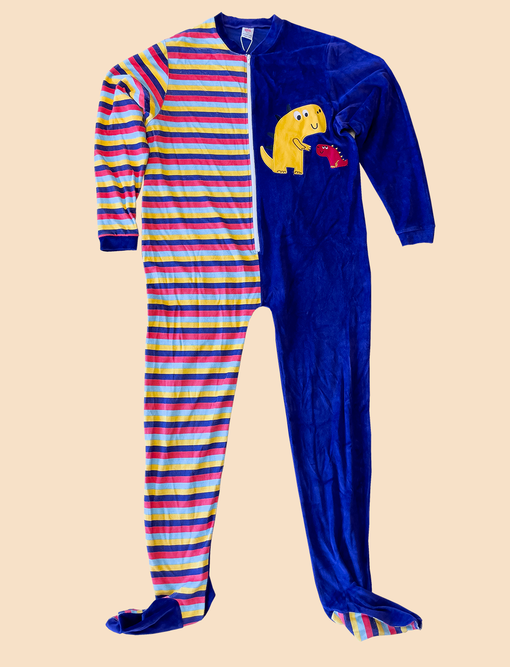Striped Yellow Dino Footed pajama Striped Yellow Dino Footed pajama