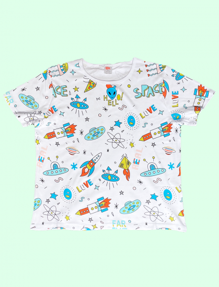 T-shirt Kiddo espace (blanc)