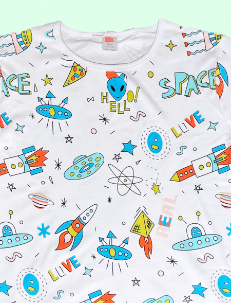 T-shirt Kiddo espace (blanc)